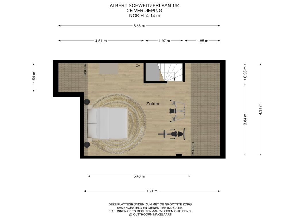 View floorplan of 2e verdieping of Albert Schweitzerlaan 164