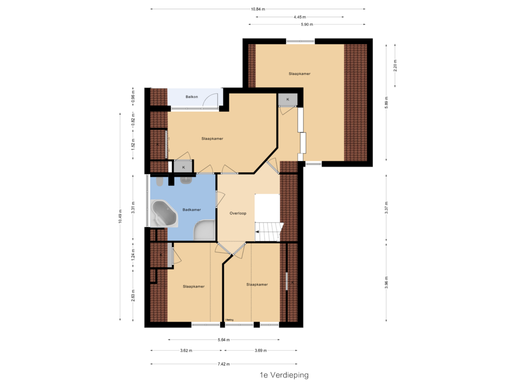 Bekijk plattegrond van 1e Verdieping van Sluisweg 8-A