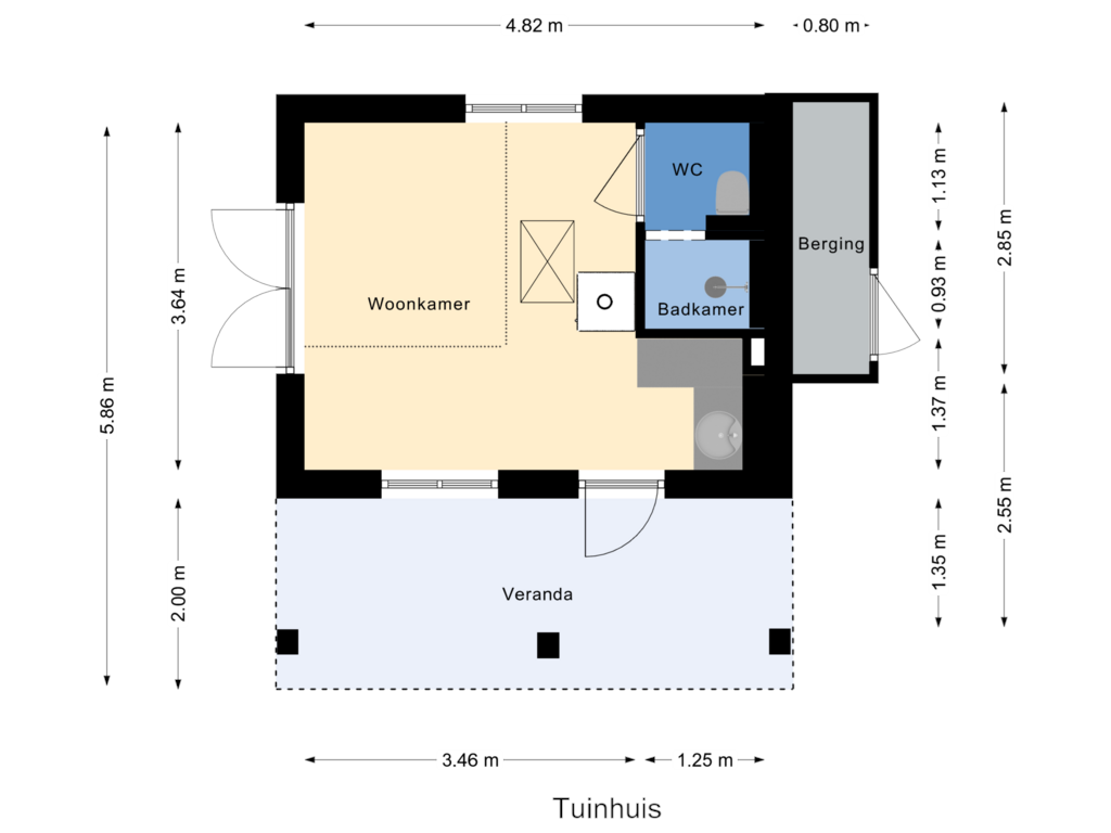 Bekijk plattegrond van Tuinhuis van Sluisweg 8-A