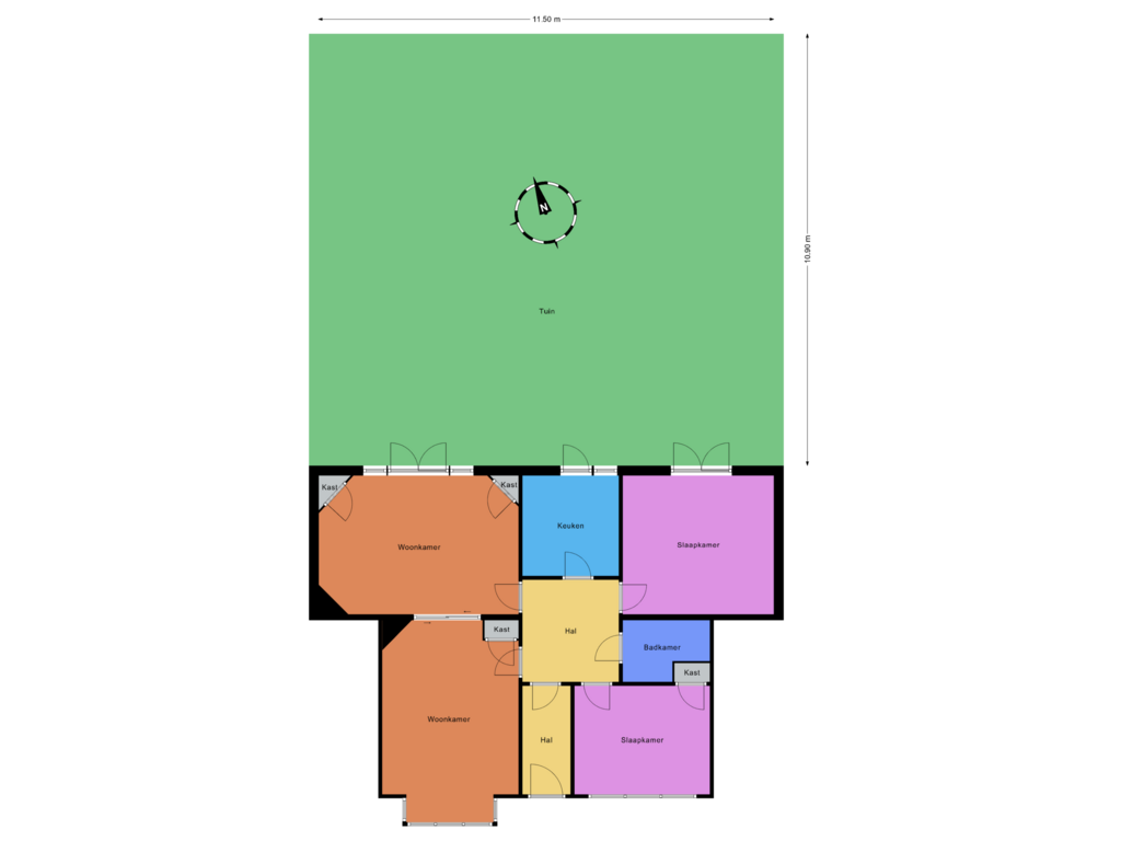 View floorplan of Parterre met tuin of Zaanenstraat 133