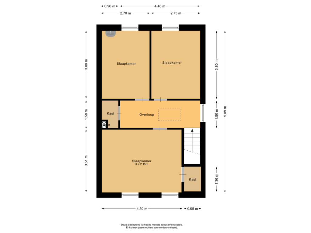 View floorplan of Eerste verdieping of St. Antoniusstraat 98