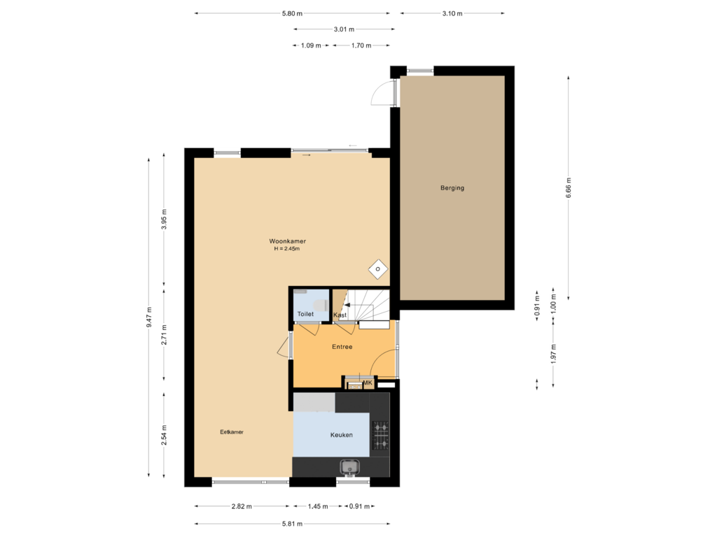 Bekijk plattegrond van Begane grond van Griend 12 18