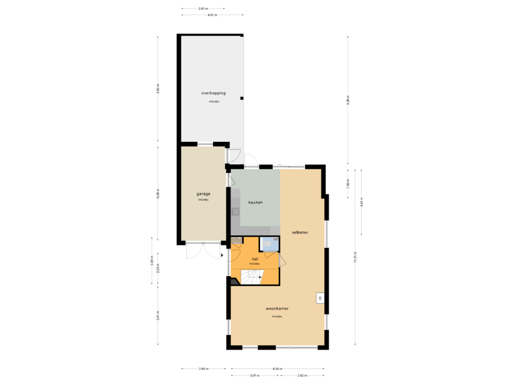 Bekijk plattegrond van BEGANE GROND van Groote Hof 2