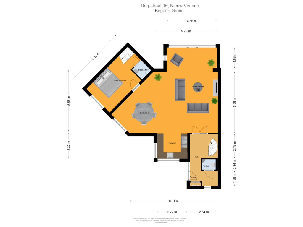 View floorplan of Begane Grond of Dorpstraat 16