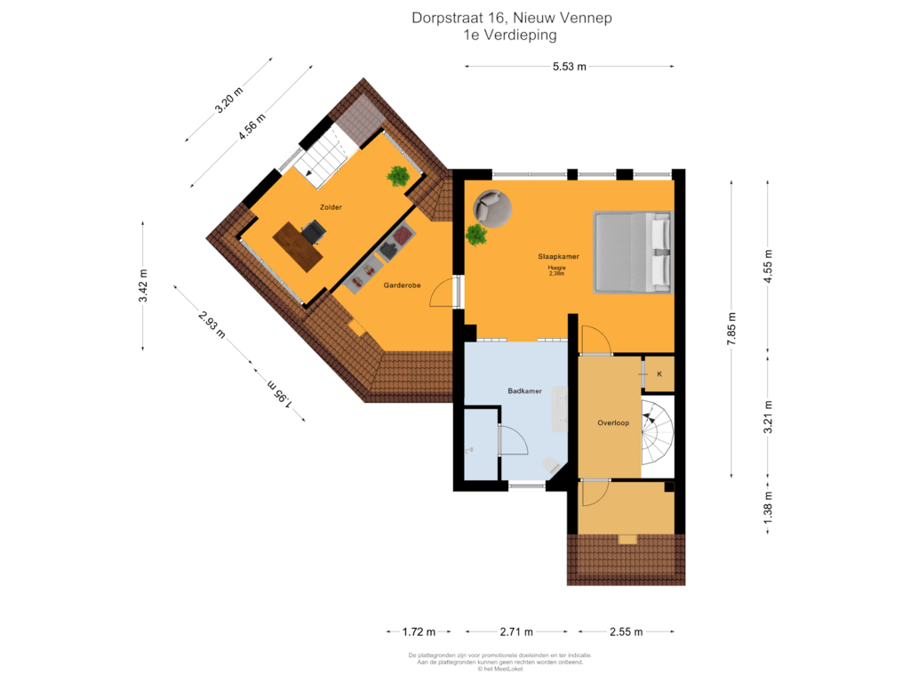 View floorplan of 1e Verdieping of Dorpstraat 16