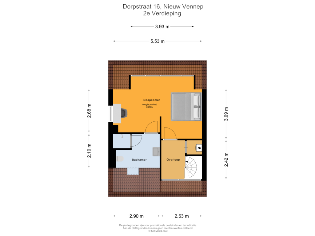 View floorplan of 2e Verdieping of Dorpstraat 16