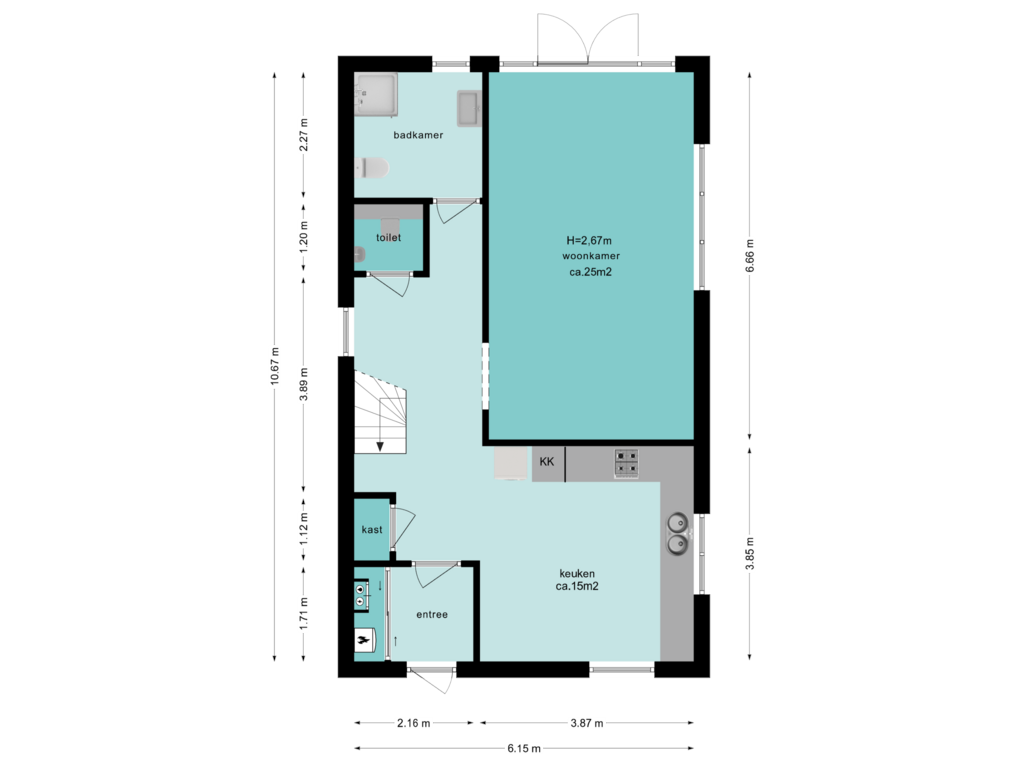 View floorplan of Begane grond of Graaf Floris V weg 37-A