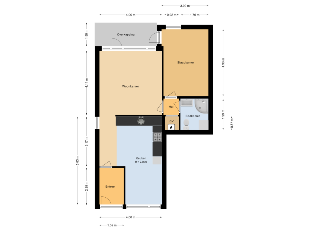 Bekijk plattegrond van Begane grond van Bastion 307