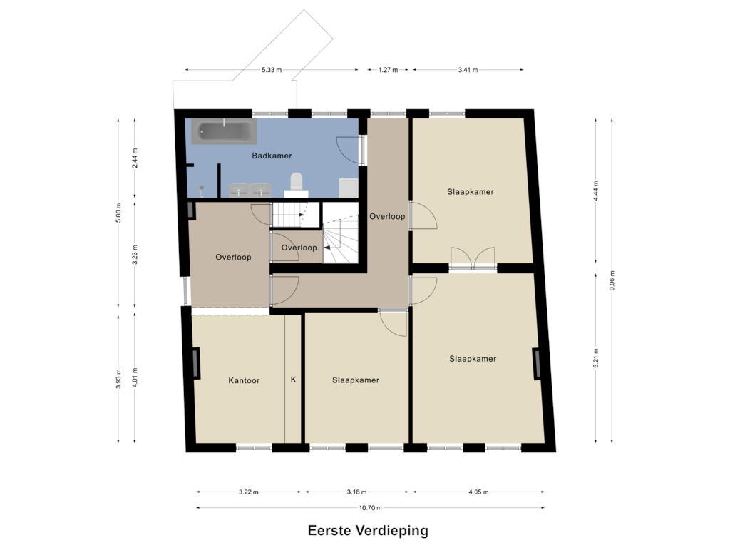 View floorplan of Eerste verdieping of Hoogstraat 26