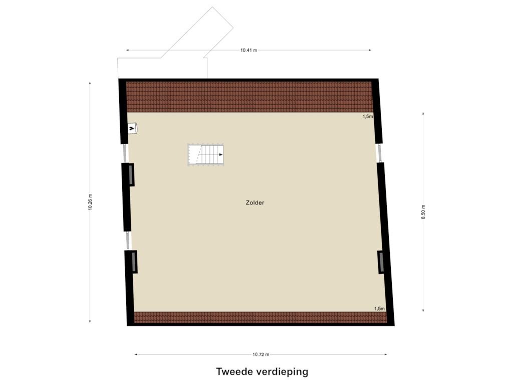 View floorplan of Tweede verdieping of Hoogstraat 26