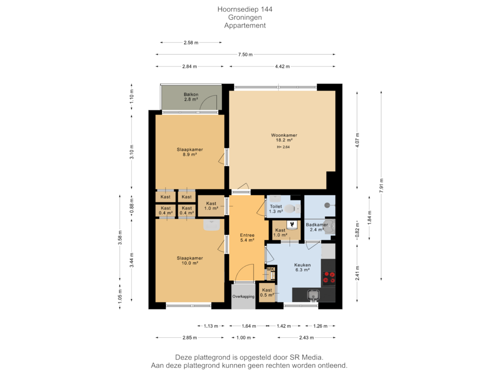 Bekijk plattegrond van Appartement van Hoornsediep 144