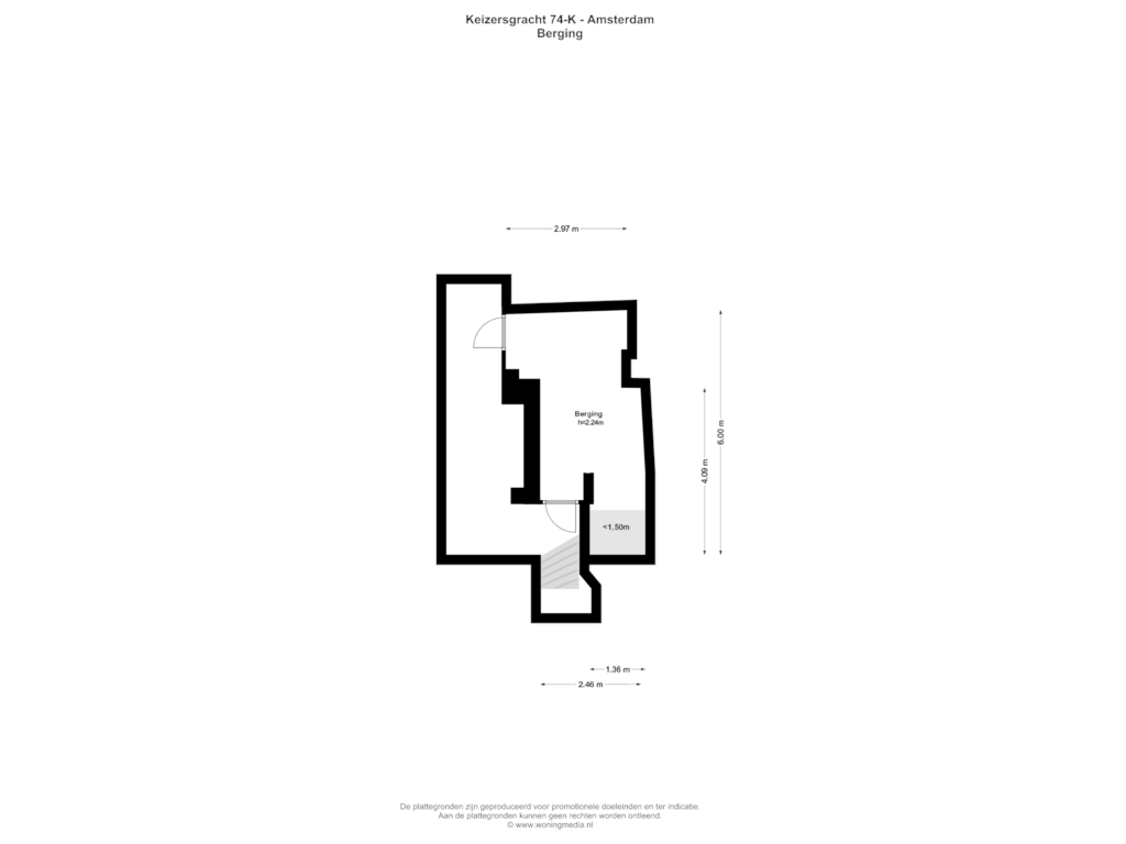 Bekijk plattegrond van Berging van Keizersgracht 74-K