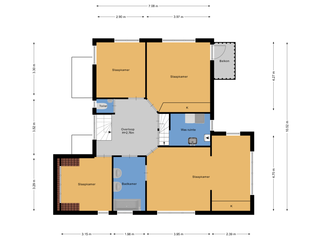 View floorplan of Eerste verdieping of Beetslaan 19