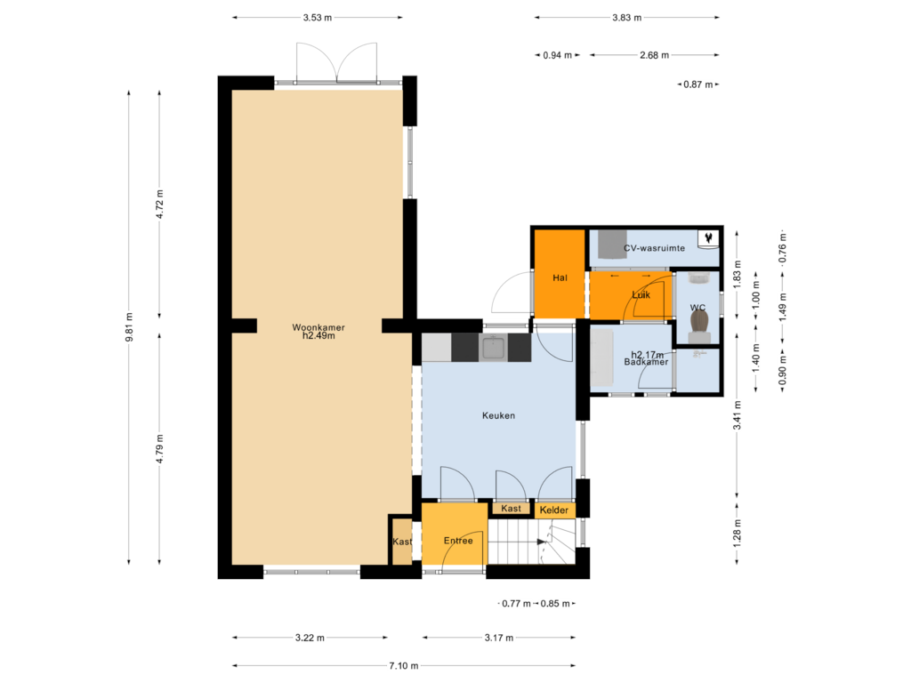 View floorplan of Begane grond of Touwslagersbaan 20