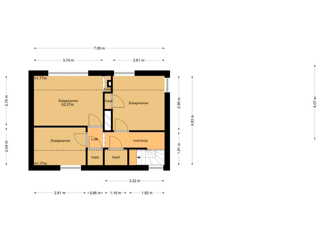 View floorplan of Eerste verdieping of Touwslagersbaan 20