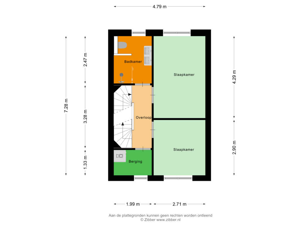 View floorplan of Eerste verdieping of Den Uylstraat 29