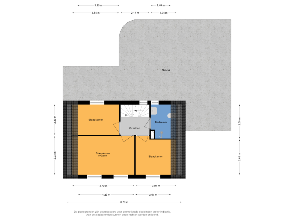 Bekijk plattegrond van 1e verdieping van Hoog Buurloseweg 22-A