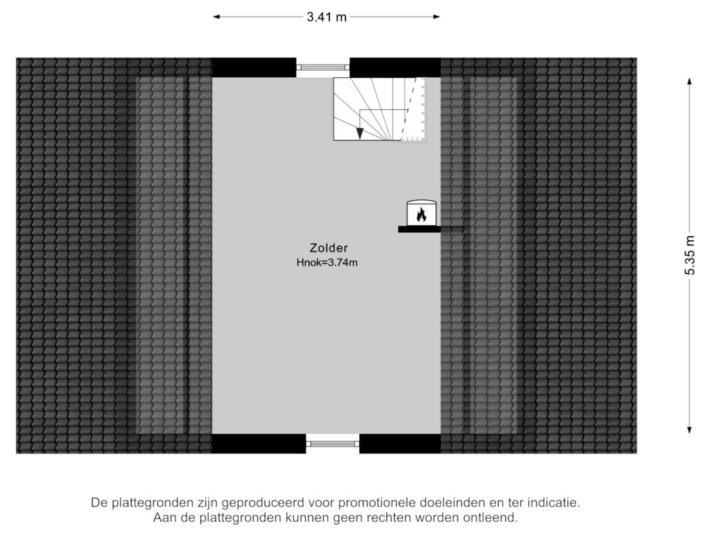 Bekijk plattegrond van 2e verdieping van Hoog Buurloseweg 22-A