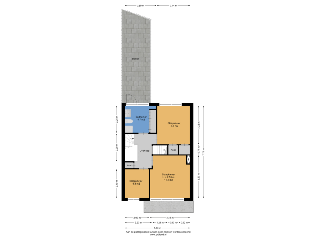 View floorplan of 1e Verdieping of de Ruyterweg 11