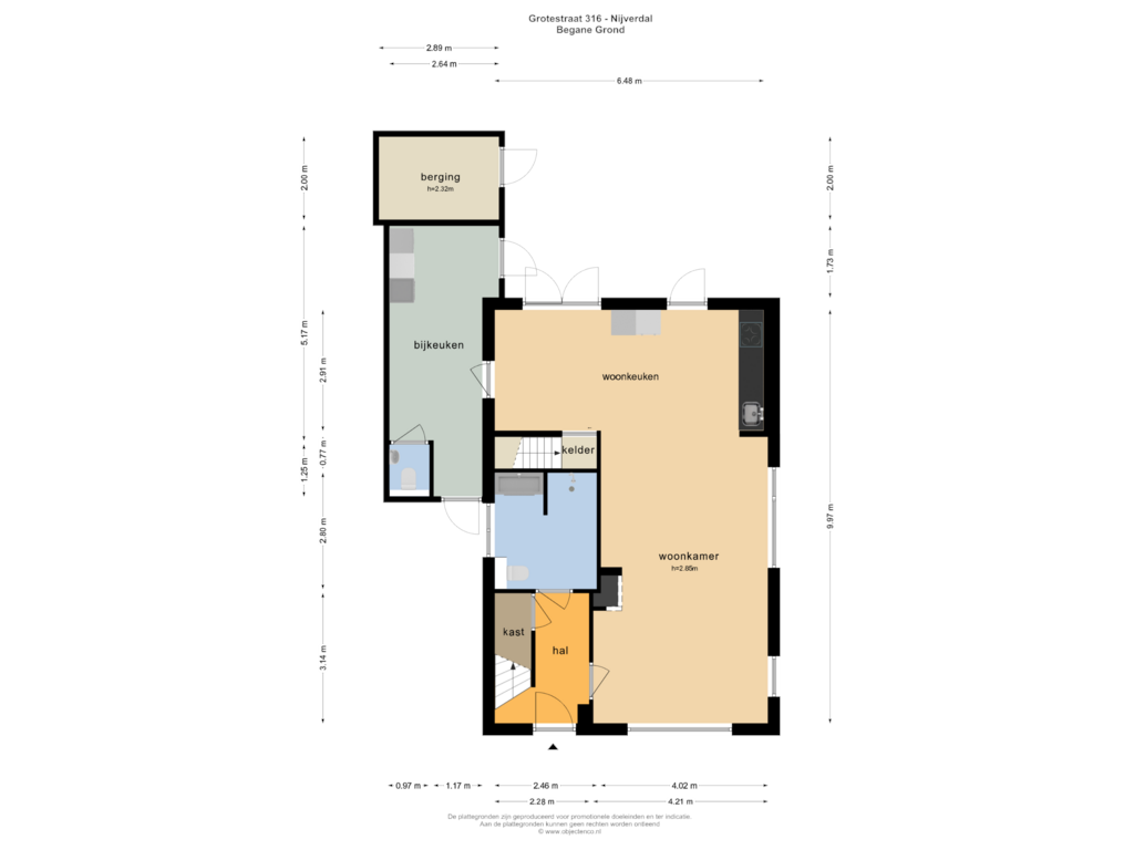 Bekijk plattegrond van Begane Grond van Grotestraat 316