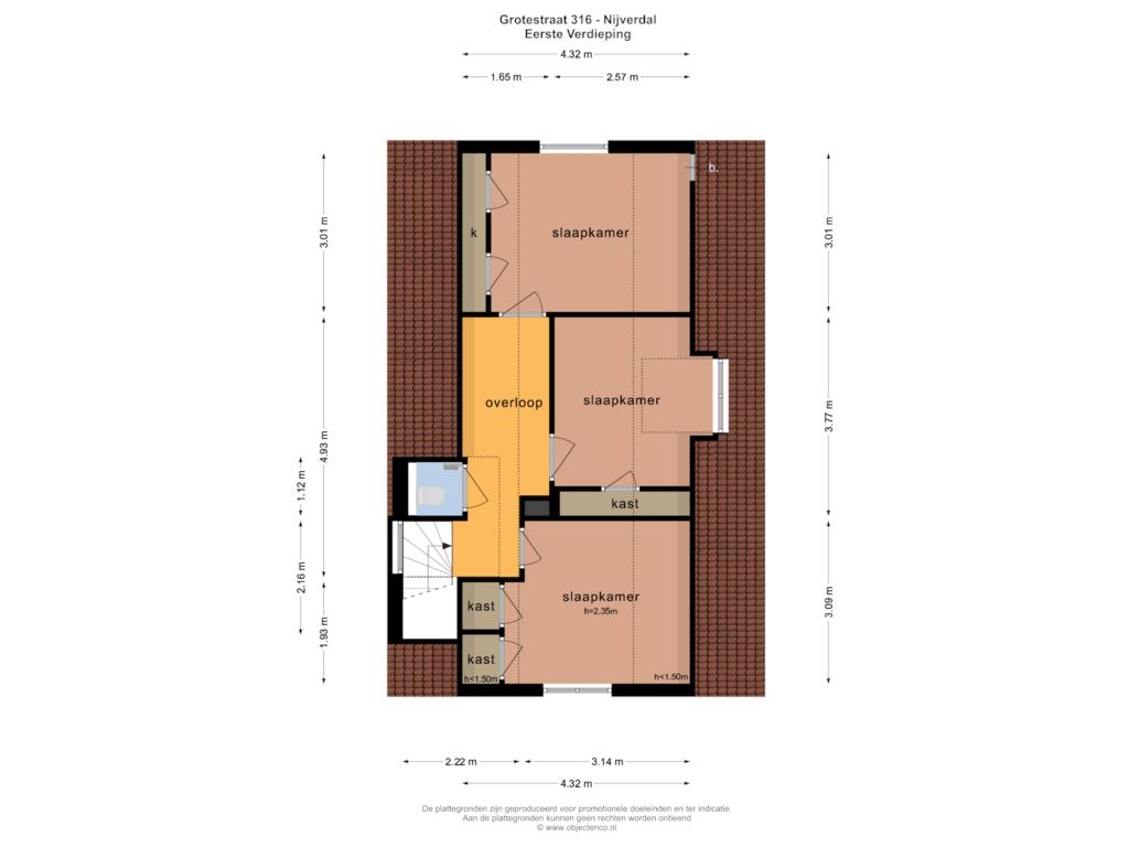 Bekijk plattegrond van Eerste Verdieping van Grotestraat 316