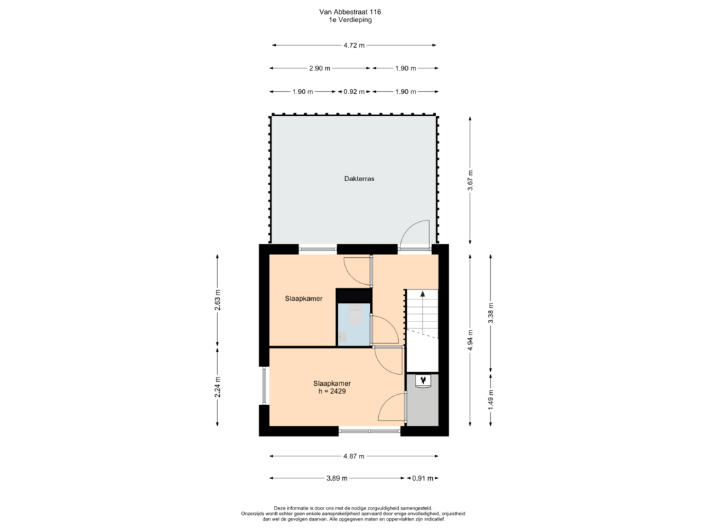 Bekijk plattegrond van 1e Verdieping van Van Abbestraat 116