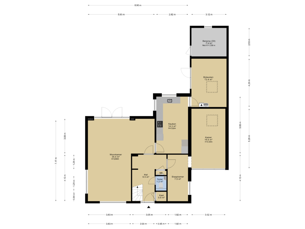 View floorplan of Begane grond of Peter van Anrooystraat 11