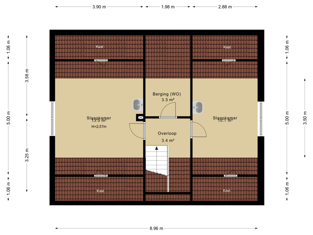 View floorplan of Tweede verdieping of Peter van Anrooystraat 11