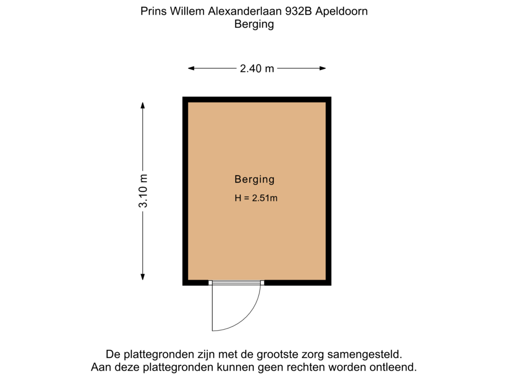 Bekijk plattegrond van Berging van Prins Willem-Alexanderlaan 932-B