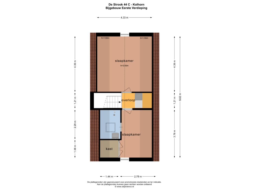 Bekijk plattegrond van Bijgebouw Eerste Verdieping van De Strook 44-C