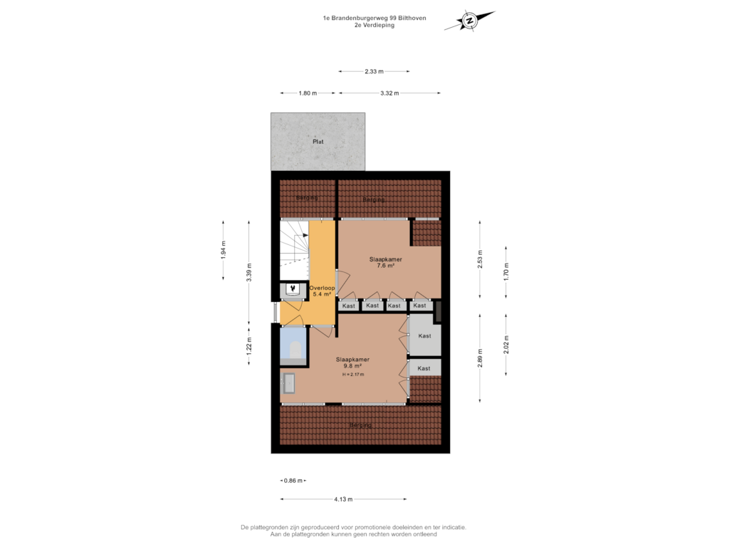 Bekijk plattegrond van 2e Verdieping van 1e Brandenburgerweg 99