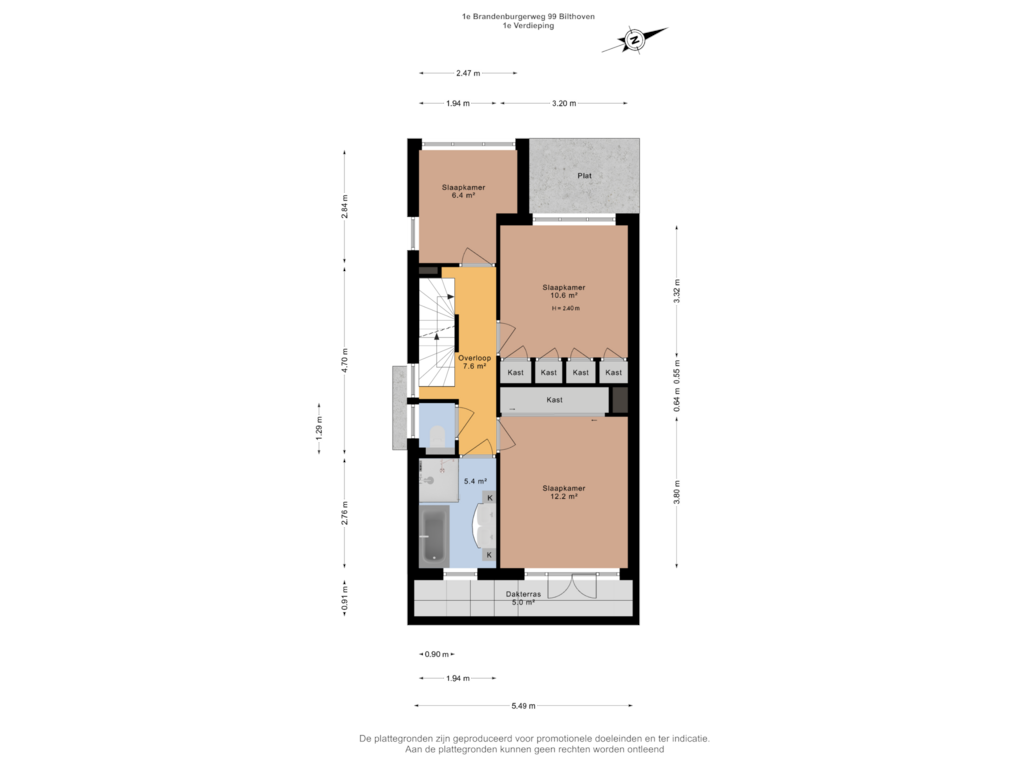 Bekijk plattegrond van 1e Verdieping van 1e Brandenburgerweg 99