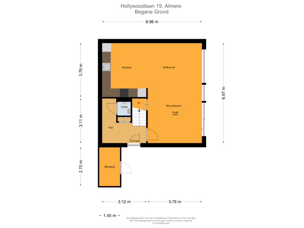 Bekijk plattegrond van Begane Grond van Hollywoodlaan 19