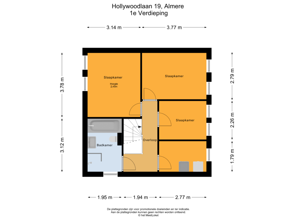 Bekijk plattegrond van 1e Verdieping van Hollywoodlaan 19