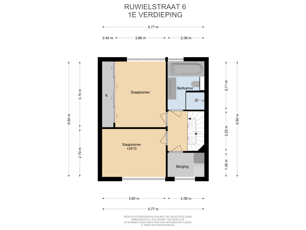 Bekijk plattegrond van 1E Verdieping van Ruwielstraat 6