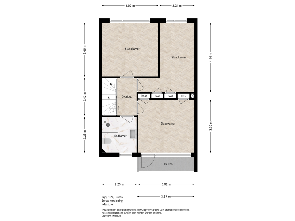 View floorplan of 1e verdieping of Lijzij 109