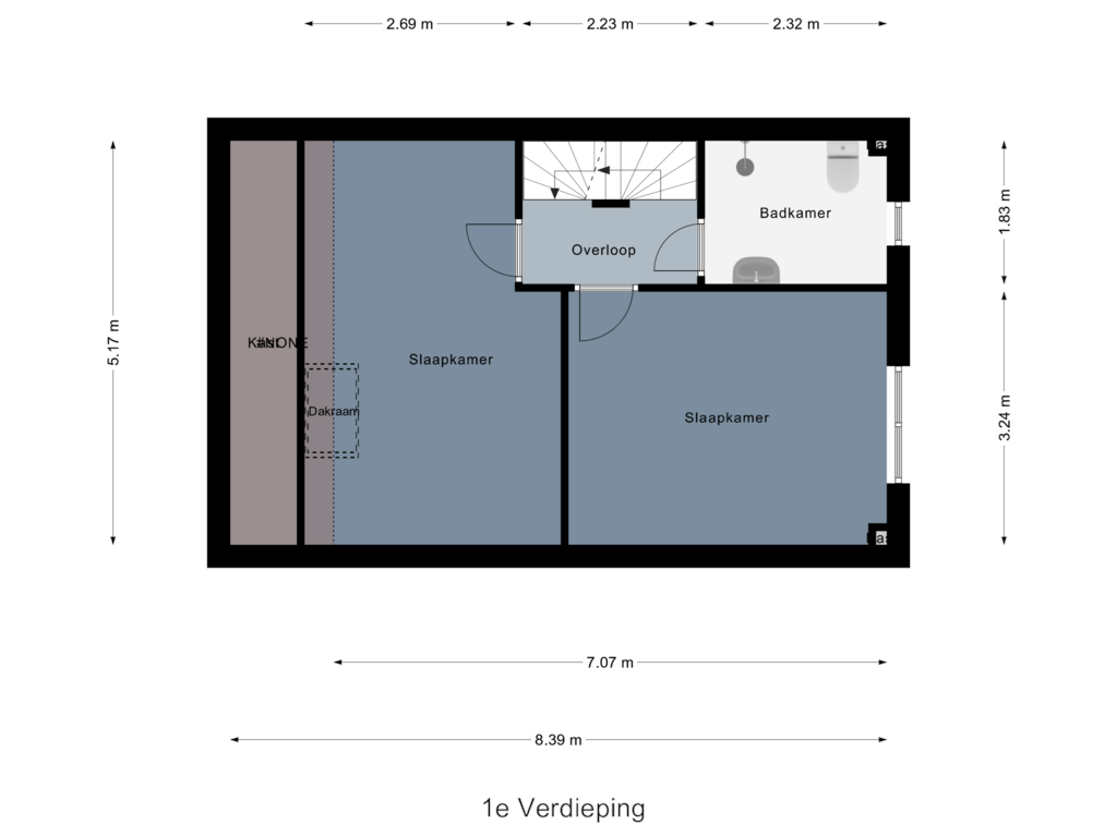 View floorplan of 1e Verdieping of De Fuut 7