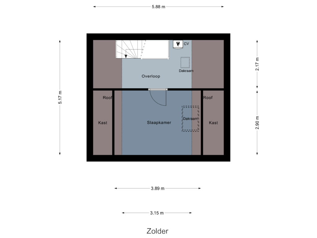 View floorplan of Zolder of De Fuut 7