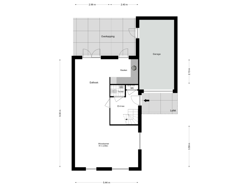 View floorplan of Begane Grond of Molenveld 14