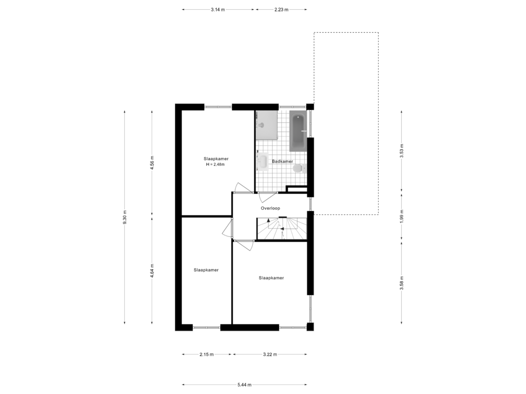 View floorplan of 1e Verdieping of Molenveld 14