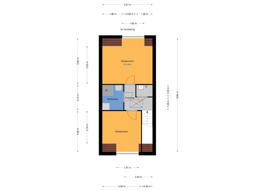 View floorplan of 3e Verdieping of Anna van Hensbeeksingel 327