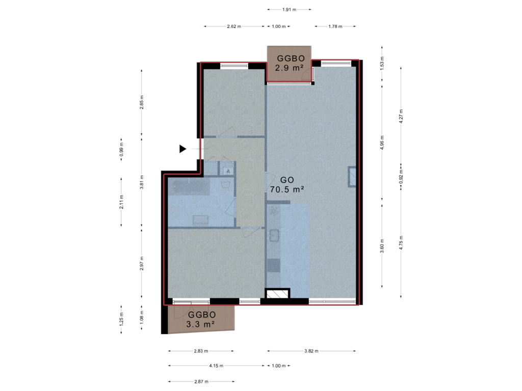 Bekijk plattegrond van Appartement van Johan Huizingalaan 312-2