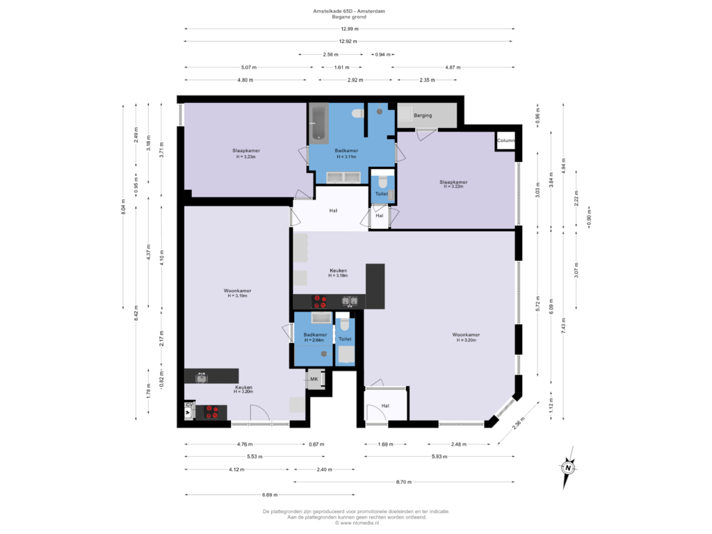 Bekijk plattegrond van Begane grond van Amstelkade 65-D