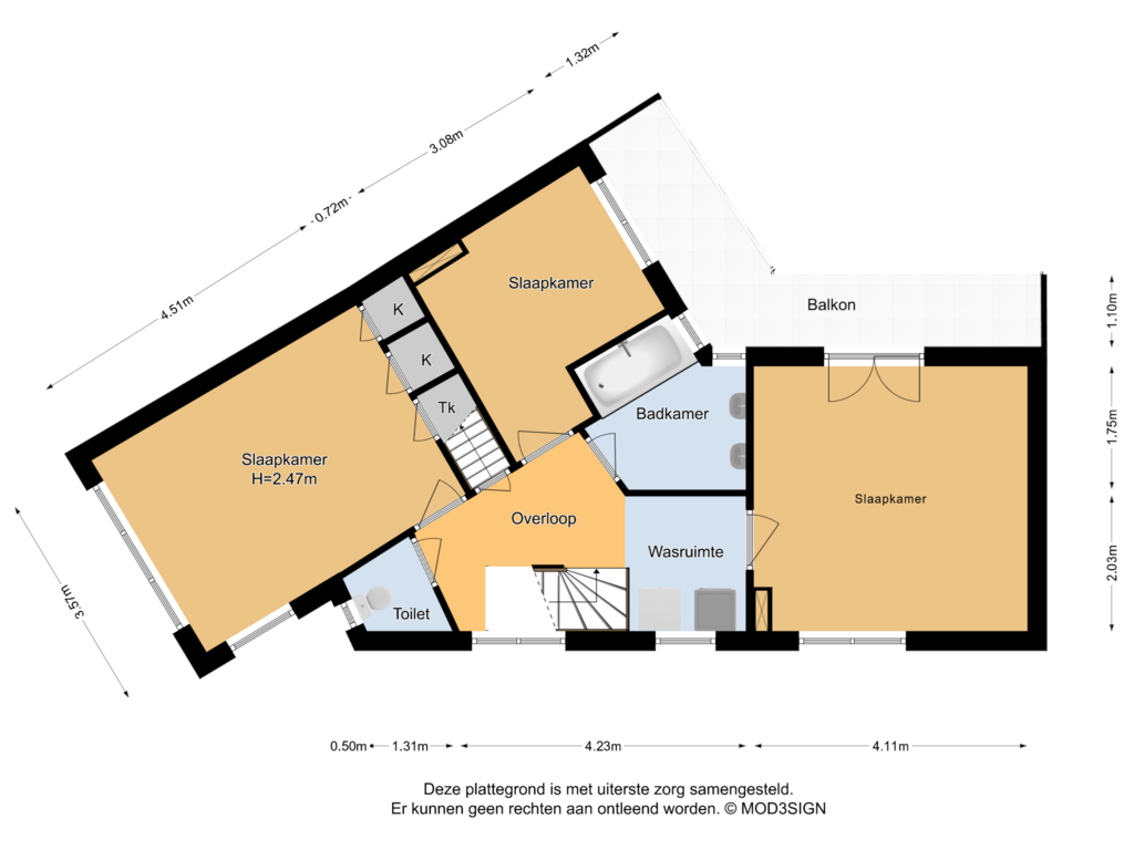 Bekijk plattegrond van 1e Verdieping van Linnaeusstraat 7