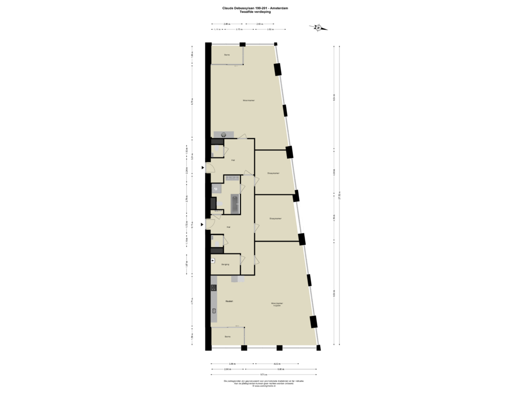 View floorplan of Twaalfde verdieping of Claude Debussylaan 199