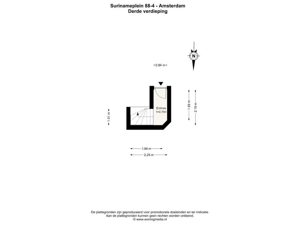 View floorplan of Derde verdieping of Surinameplein 88-4