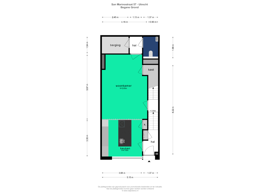 View floorplan of BEGANE GROND of San Marinostraat 57