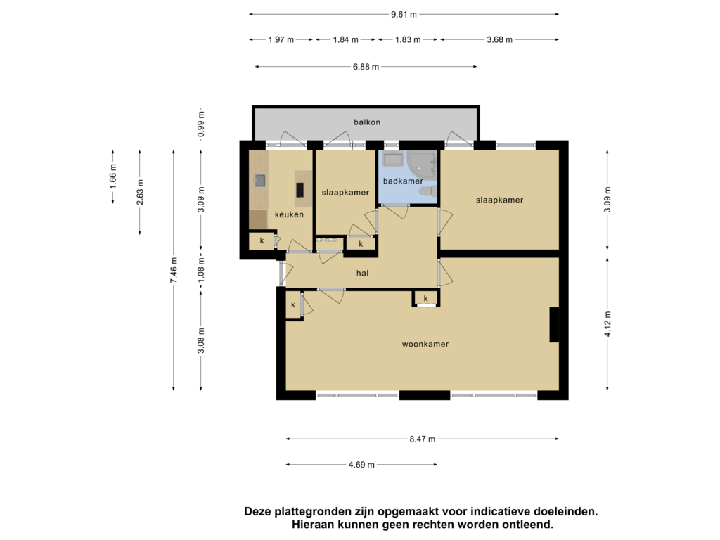 View floorplan of Appartement of Kappeynestraat 8-D