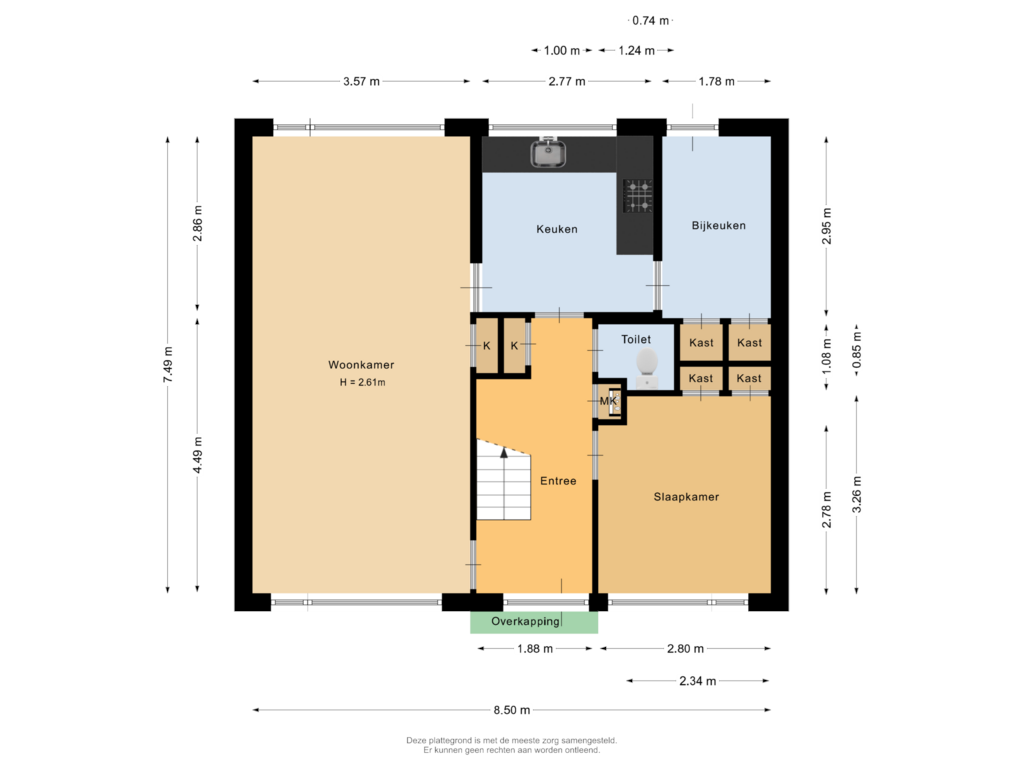 Bekijk plattegrond van Begane grond van Overgauwseweg 3