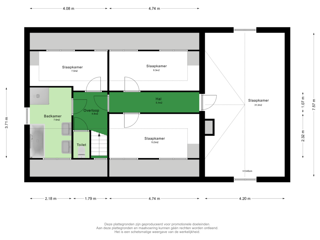 Bekijk plattegrond van 1e Verdieping van Laageinde 9